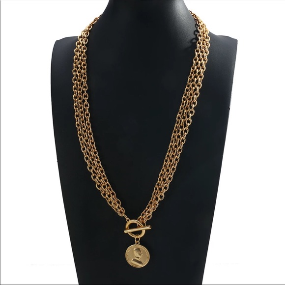NEW 18K MULTI LAYERED COIN LONG PENDANT NECKLACE, NICE NECKLACE, CUTE NECKLACE - Picture 5 of 7